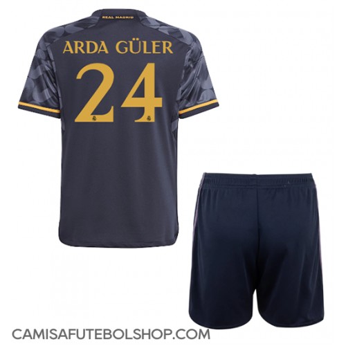 Camisa de time de futebol Real Madrid Arda Guler #24 Replicas 2º Equipamento Infantil 2023-24 Manga Curta (+ Calças curtas)